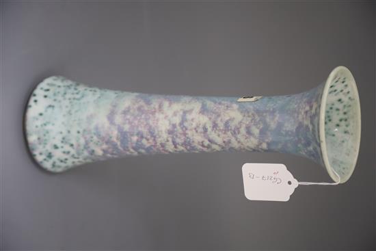 A tall Ruskin high fired vase, dated 1925, H. 33.8cm